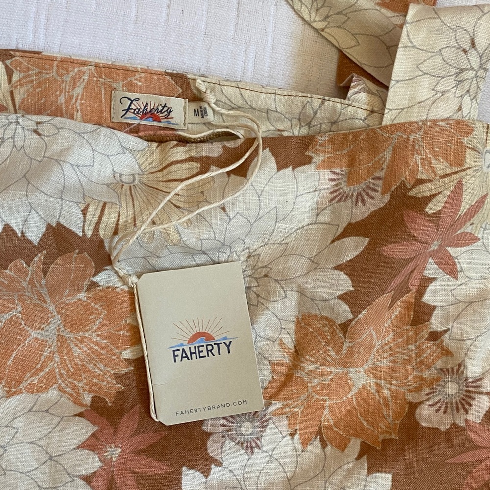 FAHERTY Peach Floral Linen Square-Neck Tank - Picture 11 of 11